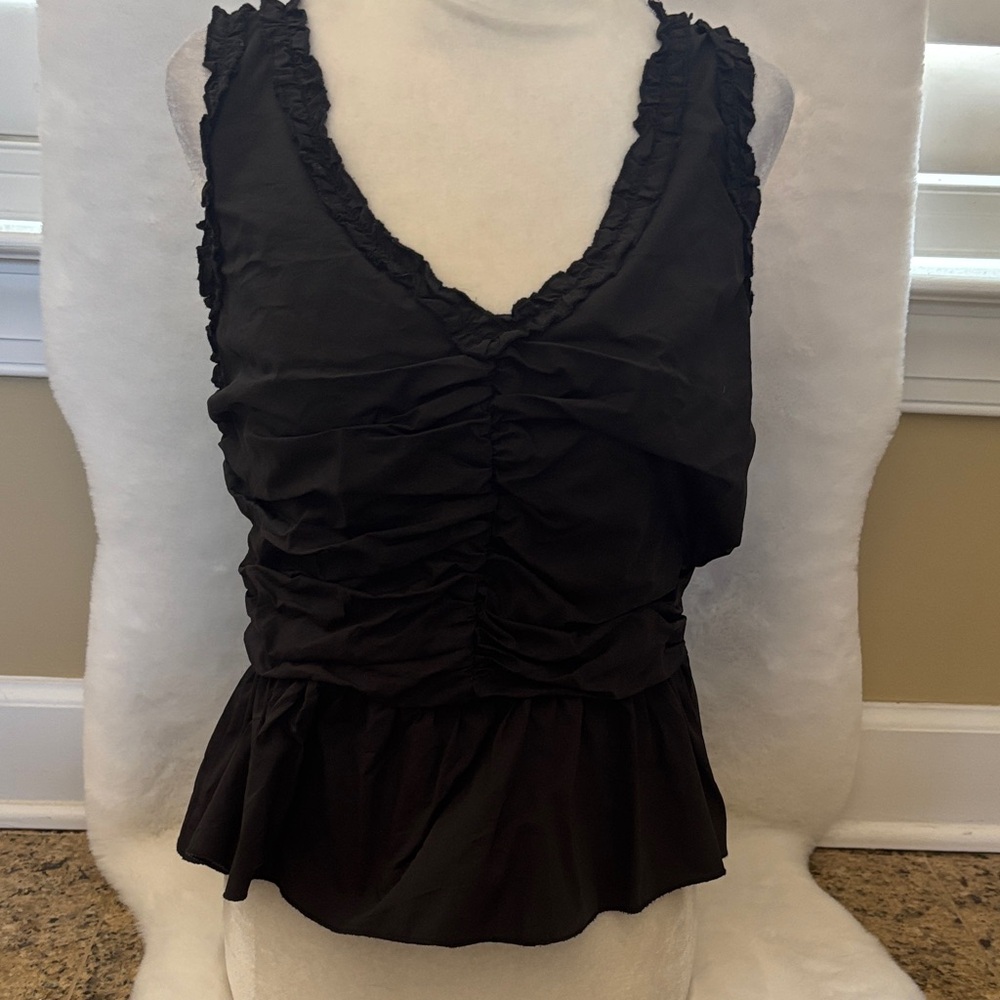 Sunday in Brooklyn Black Ruffled V-Neck Peplum Camisole